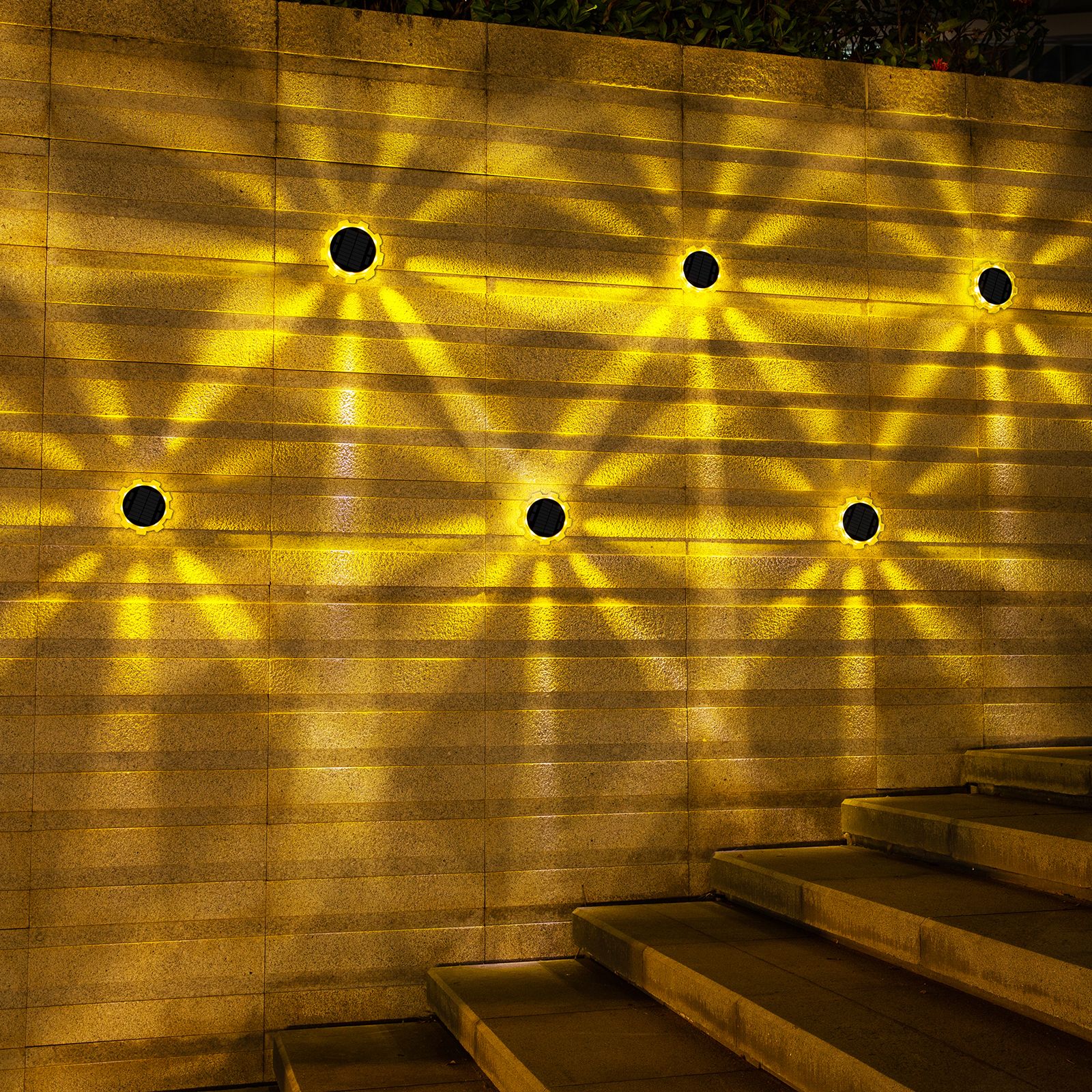 2 pcs/lot gear solar light Home outdoor garden villa wall decoration atmosphere light Outdoor courtyard wall light Four light modes waterproof and dustproof 800mah battery warm light view 2